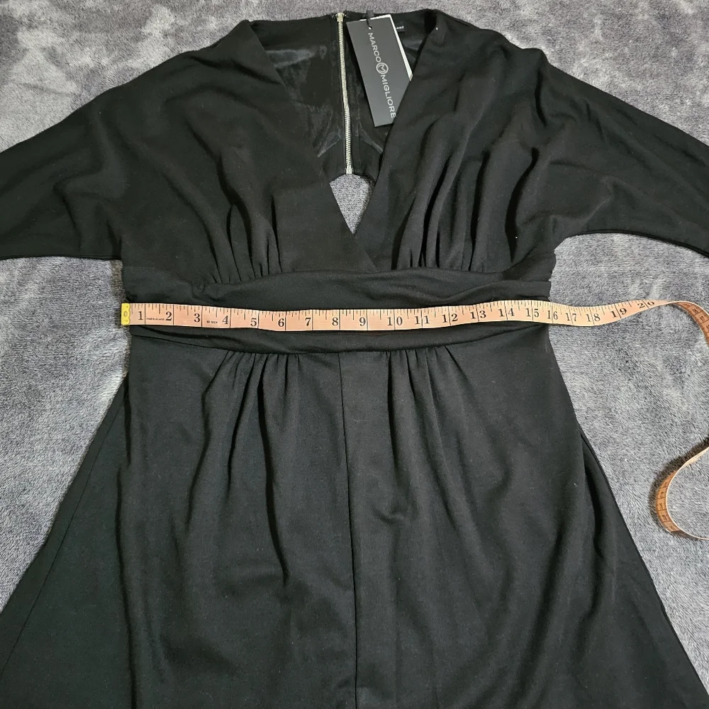 Elegant Black  Romper Dress Cutout Back 3/4 Sleeve Soft Stretch Medium